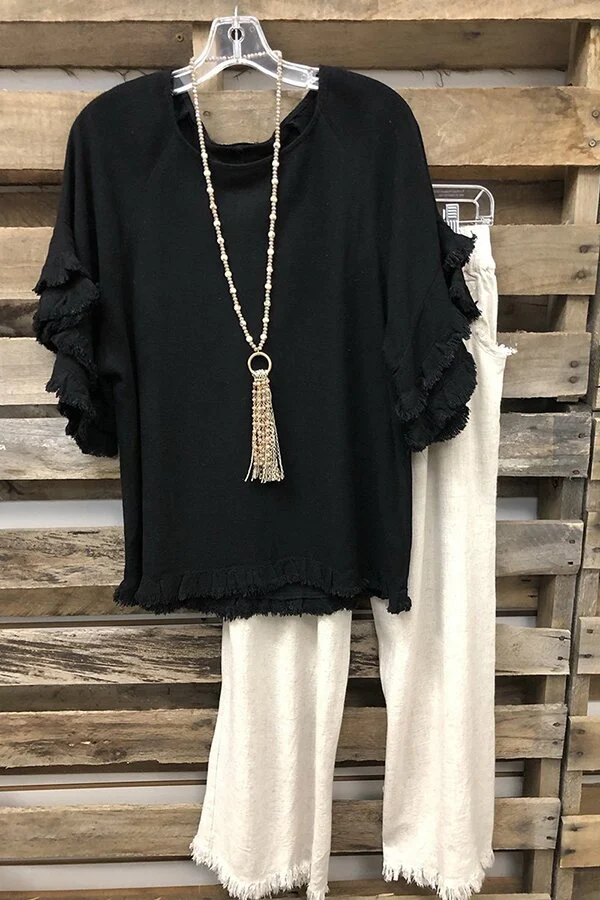 European And American Loose Plus Size Ruffle Sleeve T-shirt Top — photo 6