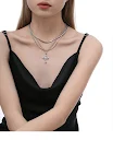 Trendy choker ketting met twin design, kruis ingelegd met zirkonia in minority stijl, cool en modern voor een geweldige look. — foto 8