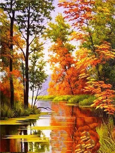 Diamond Painting Cerchio Completo Paesaggio Diamanti Paesaggio Autunnale Kit artistico rilassante per decorare la casa e creare — foto 11