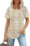 Women's short-sleeved pleated low round neck top. Comfortable and stylish, perfect for everyday wear or dressing up, enh — photo 6