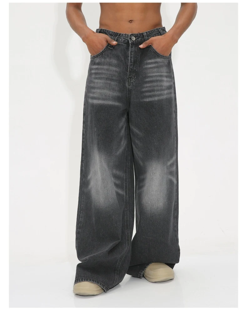 Title 8, Washed Vintage Straight Wide-leg Pants Mopping ...