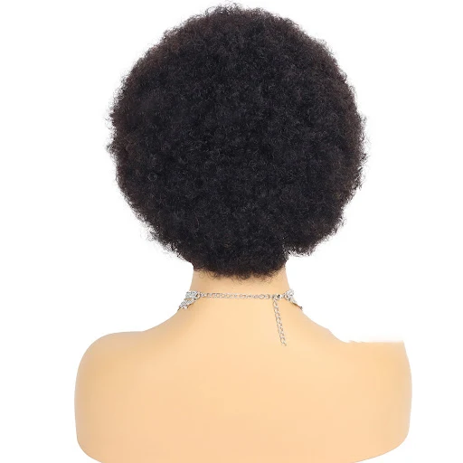 Title 2, Perucas Curtas de Cabelo Humano Afro Kinky Cach...