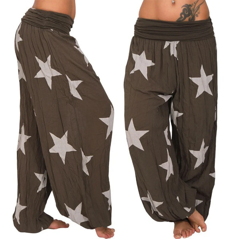 Women's Star Print Solid Color Harem Pants Comfortable and Stylish Perfect for Casual Wear Relaxed Fit Offers Comfort an — photo 3