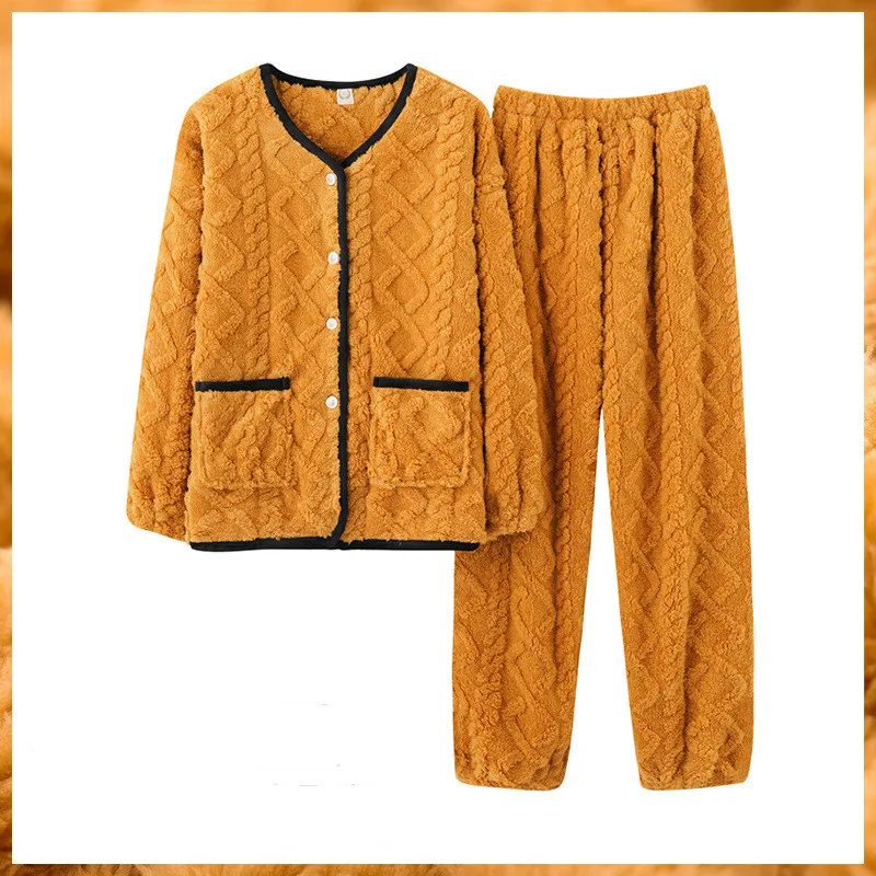 Ladies long-sleeved flannel padded pajamas home service suit, cozy and comfortable for relaxing at home or providing hom — photo 9