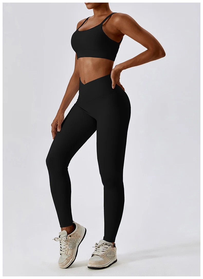 Conjunto de yoga com cintura alta e efeito fio dental, para abdômen tonificado e costas bonitas, realçando sua beleza. — foto 32