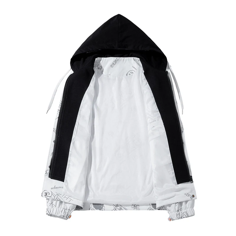 Jaqueta casual com capuz de uniforme de beisebol masculina Solta e confortável. Perfeita para uso diário, estilo esportivo e design moderno e descontraído. — foto 2