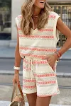 Moda feminina estampa abstrata colete shorts conjunto de duas peças — foto 4