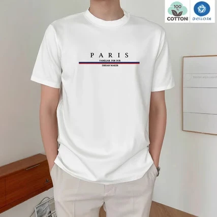 Title 3, Heavy short-sleeved letter printed mens short-...