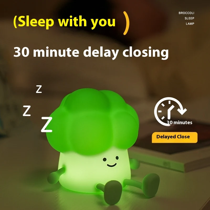 Creative Cartoon Broccoli Silicone Night Lamp for bedroom and bedside tables. Soft, soothing light promotes restful slee — photo 4