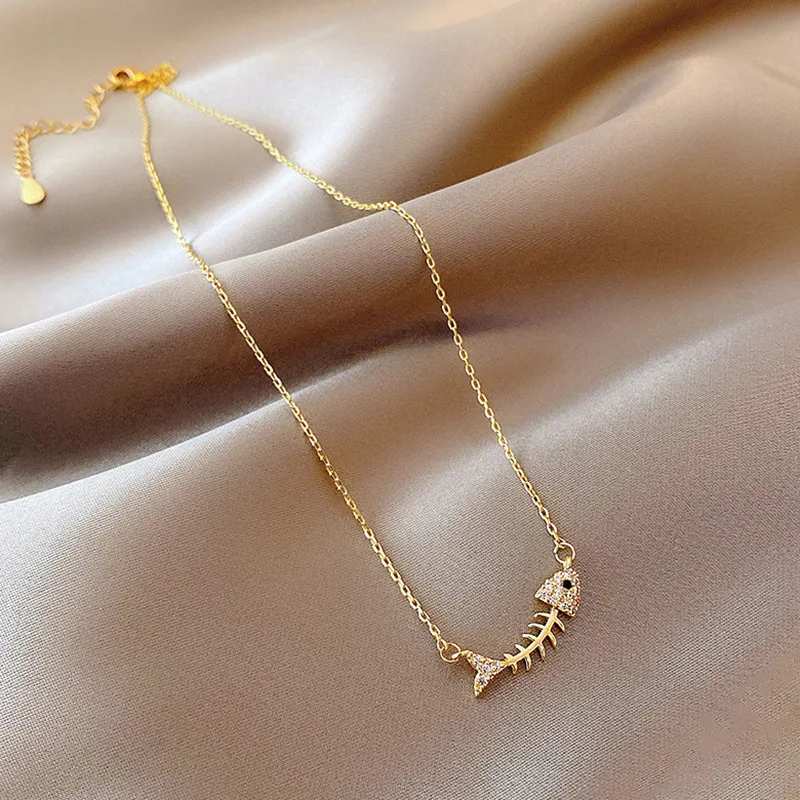 Colar com pingente de espinha de peixe, simples e popular, acessório de moda elegante e versátil, perfeito para qualquer ocasião, realce seu estilo. — foto 5