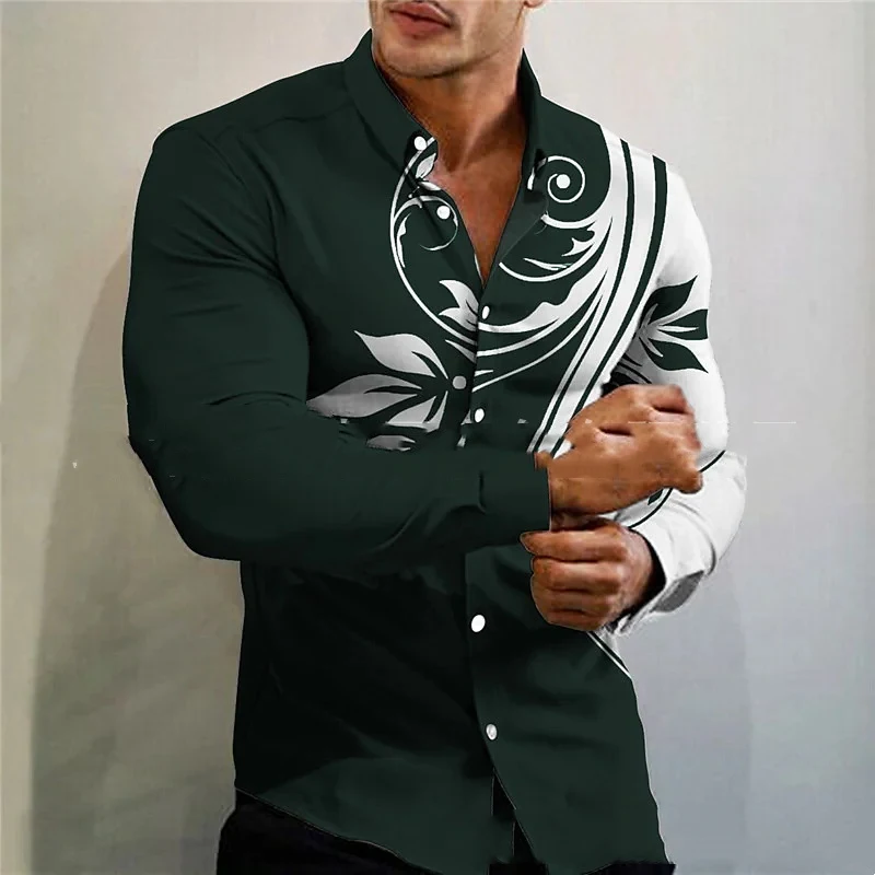 New Men's Long-sleeve Shirt 3D Printed Casual Slim Fit, Offers a Modern and Comfortable Style for Everyday Wear — photo 6