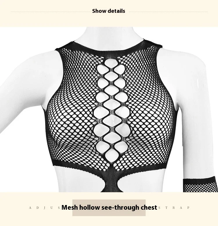 Title 2, Open kruis mesh body stocking ondergoed voor ee...