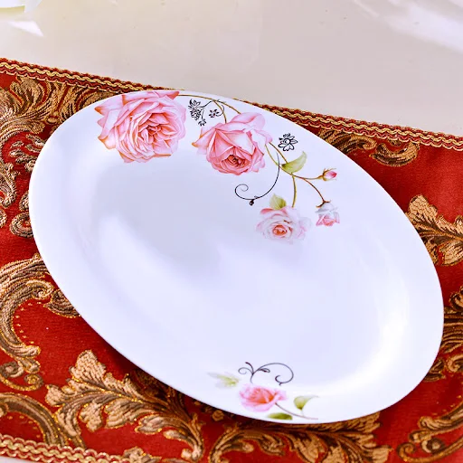 Title 8, Large Oval Jingdezhen Ceramic Serving Plate, pe...