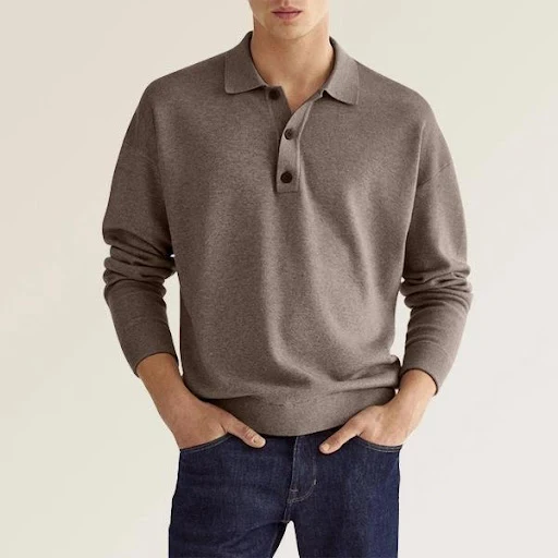 Title 10, Camisa Polo Casual Masculina Manga Longa com Bo...