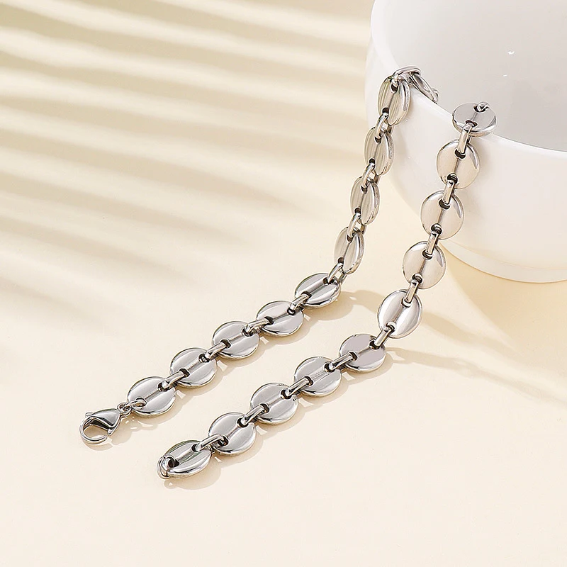 Colar de aço inoxidável com pingente de focinho de porco para grãos de café, oval simples, um acessório charmoso e único. — foto 52