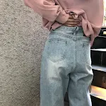 Jeans holgados retro lavables Jennie Kim Chi-ni de Blackpink, estilo ligero, pierna ancha, cómodos, perfectos para un look casual y moderno. — foto 3