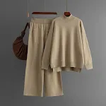 Conjunto de suéter com gola alta e fenda para mulheres Elegância e conforto, perfeito para um visual moderno e versátil, ideal para diversas ocasiões. — foto 5