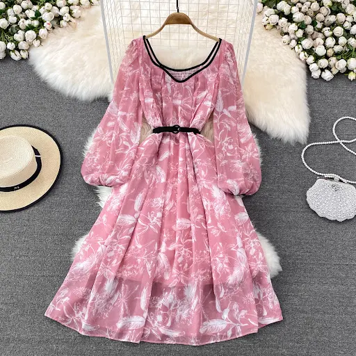 Title 2, Sweet Square Collar Puff Sleeve Waist Slimming ...