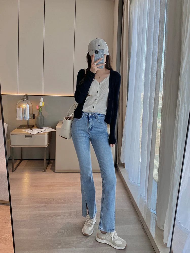 Title 34, Fake Two-piece Knitted Cardigan Womens Solid C...