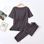 Solid Color Pajamas Women's Summer Short Sleeve Trousers Modal Thin Loose And Simple Homewear — photo 3