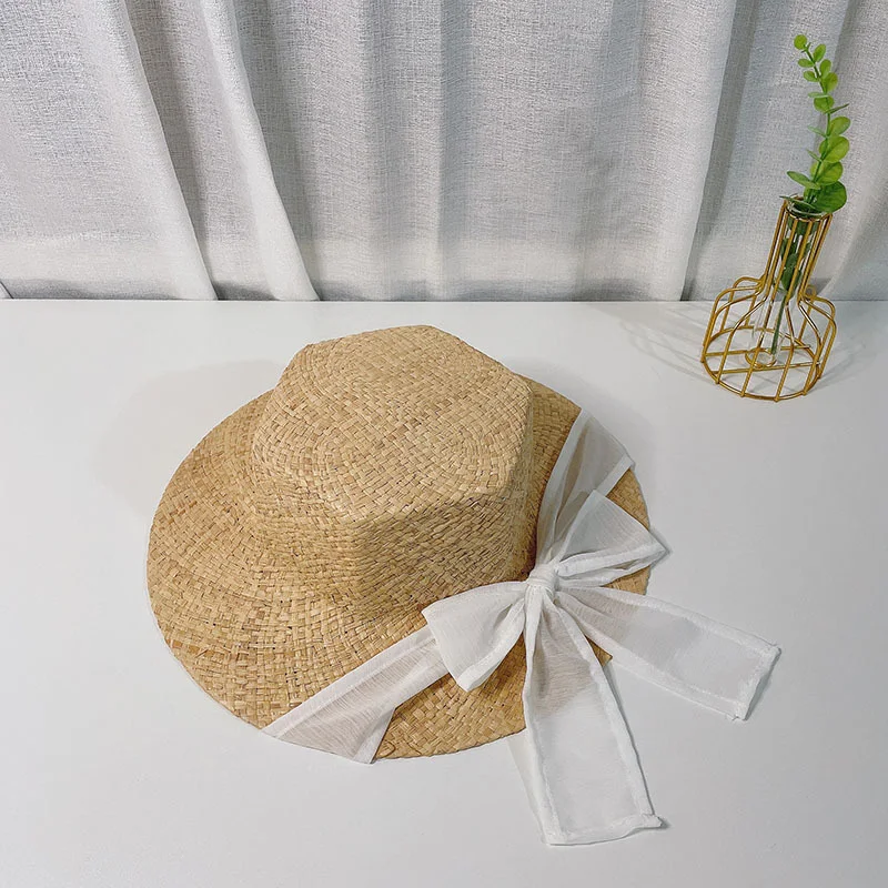 Title 3, Koreaanse zeshoekige raffia strohoed met strik,...