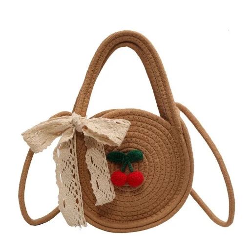 Title 6, Small round trendy cotton string shoulder messe...