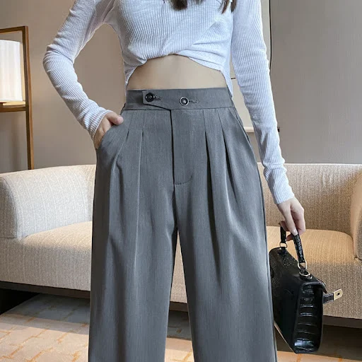Title 6, Pantalones de pierna ancha y cintura alta, drap...