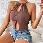 Hot Girl Top tight halter spaghetti straps vest, a stylish and comfortable top for a flattering fit, perfect for creatin — photo 8