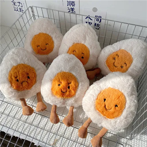Title 1, Cute Boiled Egg Plush Toy Creative Doll. An ado...