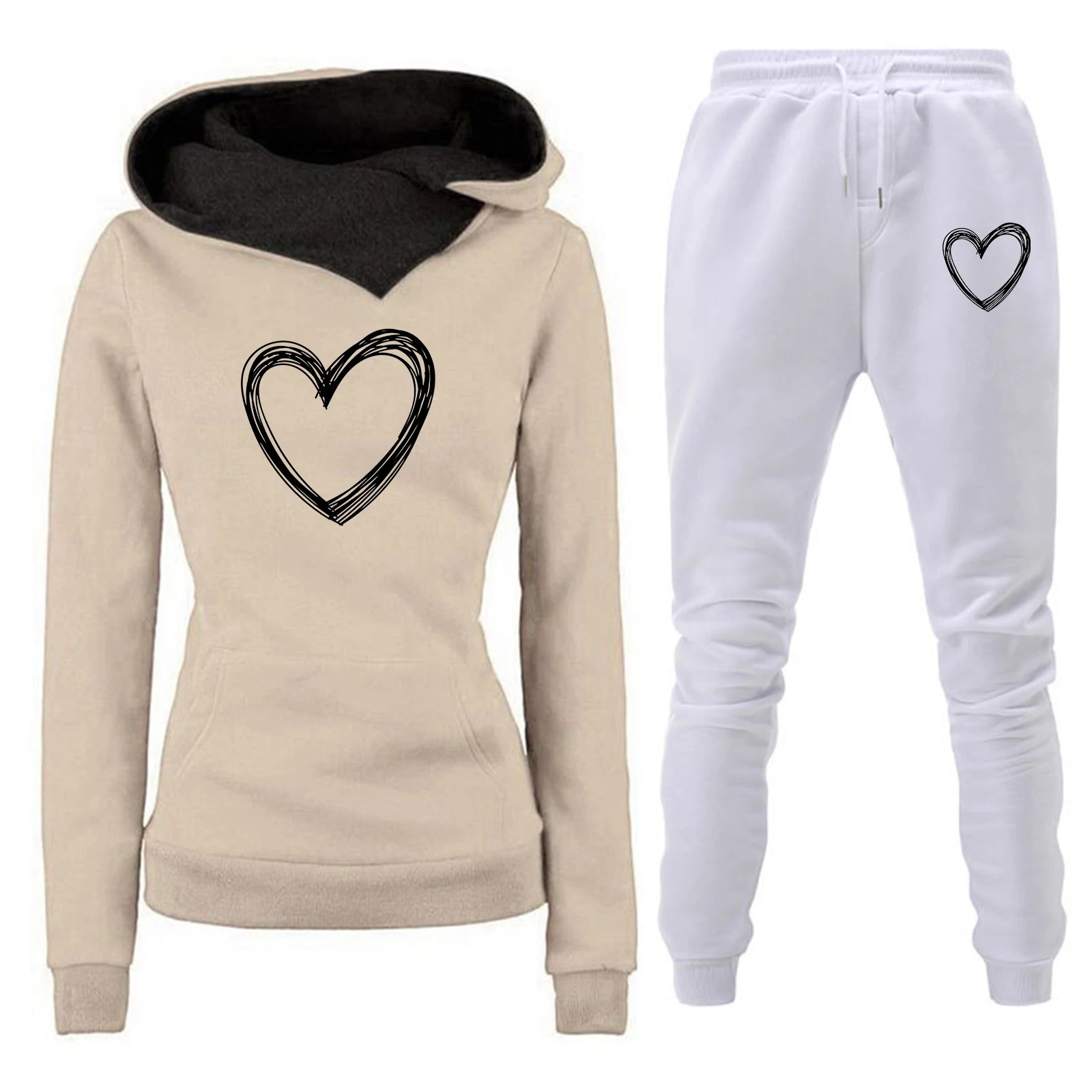 Conjunto esportivo feminino com capuz e forro de lã Desfrute de conforto e calor durante suas atividades físicas perfeito para o inverno e outono — foto 9