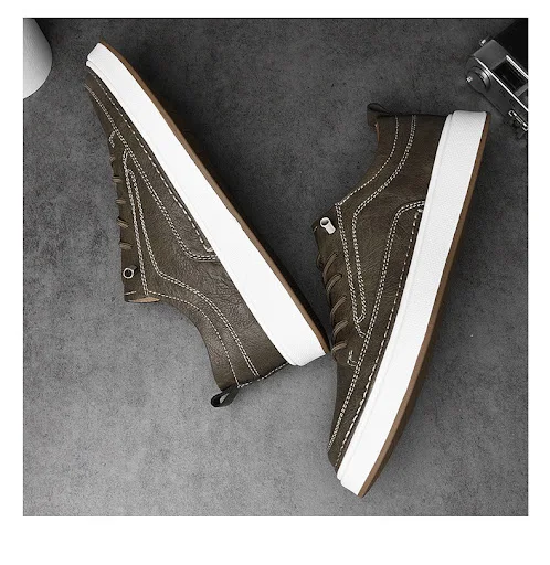 Title 16, Mens Casual Simple Leather Sneakers. Comfortab...