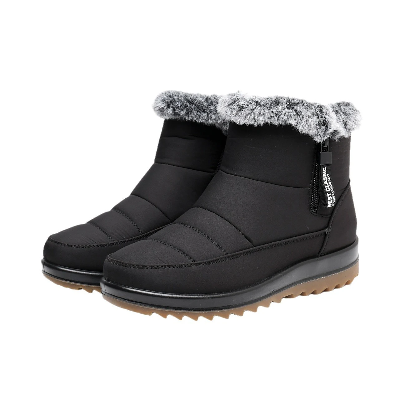 Botas de Neve de Inverno com Zíper Lateral, Fashion, Quentes e com Pelúcia, Botas de Tornozelo Femininas de Fleece Curtas — foto 5
