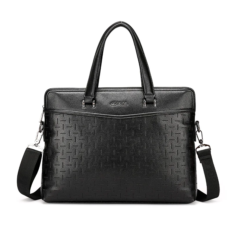 Bolsa mensageiro de couro masculina para negócios, portátil, para documentos e computador. Conforto no ombro e elegância para o trabalho. — foto 9