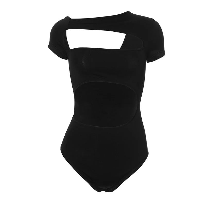 Title 7, Hollow-out Slim-fit Short-sleeved Design Jumpsu...