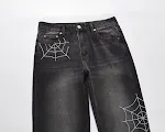 Street Hip Hop Style Distressed Embroidery Mesh Pattern Washed Jeans, the perfect urban streetwear look for comfort and — photo 7