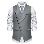 Colete de terno masculino cor sólida, tamanho europeu, com abotoamento oblíquo e peitilho único. Elegância garantida. — foto 3