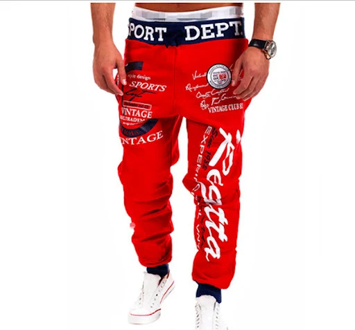 Title 5, Mens Drawstring Elastic Waist Letter Print Loo...