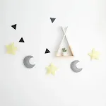 Yellow stars and grey moon