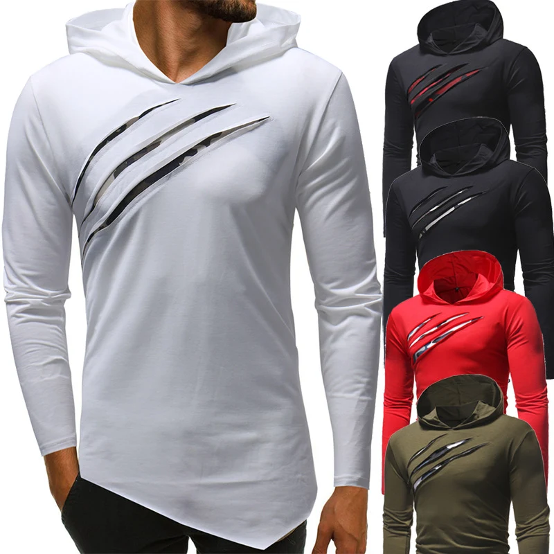 Title 2, Colorblock Mens Casual Slim Hooded Long-sleeve...