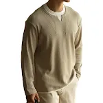 Suéter curto masculino de duas peças soltas com waffle tridimensional. Conforto e estilo casual, perfeito para um visual moderno e descontraído. — foto 4