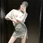 Blue-grey reflective design side slit zipper skirt. Modern style, exceptional comfort. Perfect for a chic and sophistica — photo 2