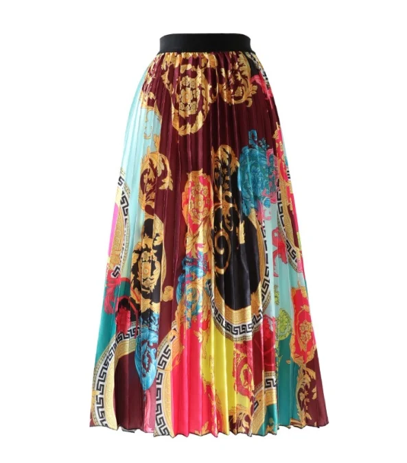 Title 18, Elastische taille geplooide rok, bedrukt, midde...