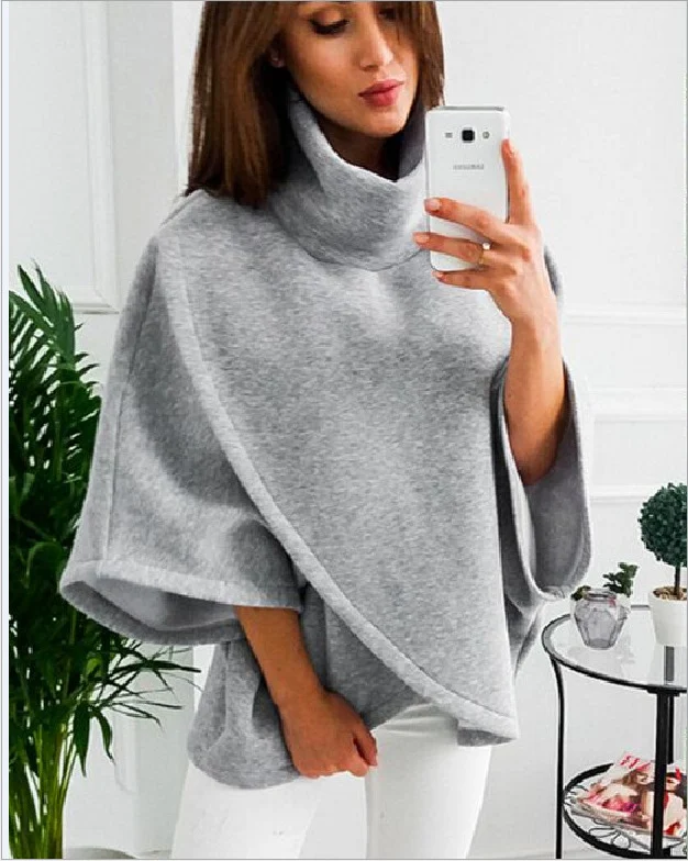 Title 7, Fleece Asymmetrischer Umhang in Übergröße mit h...