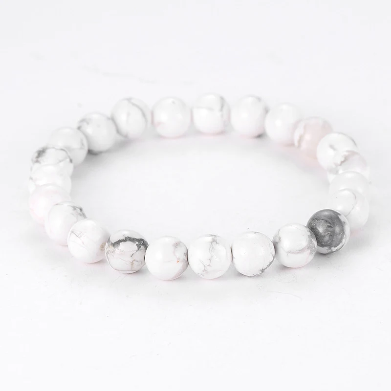 Pulseira elástica de turquesa branca grau A com um único círculo. Design elegante e natural, ideal para uso diário, adicionando charme. — foto 8