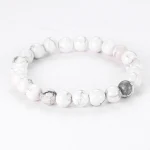 Pulseira elástica de turquesa branca grau A com um único círculo. Design elegante e natural, ideal para uso diário, adicionando charme. — foto 8