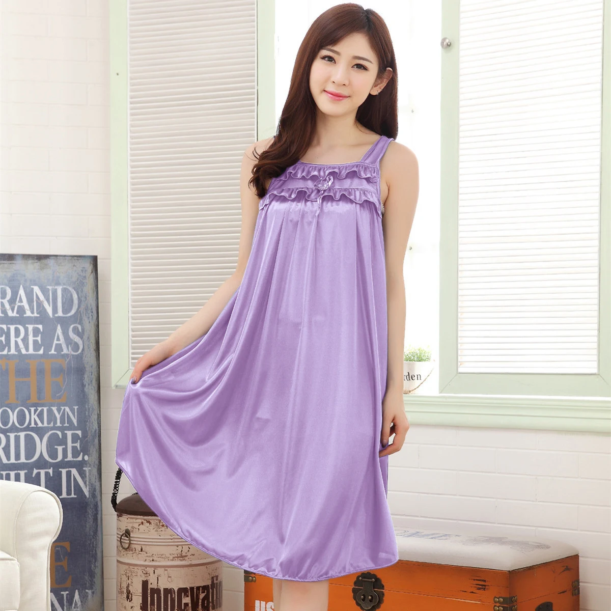 Title 6, Summer Ice Silk Thin Sexy Home Dress Sling Belt...
