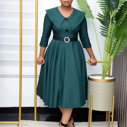 Title 5, Damesmode effen kleur elegante jurk