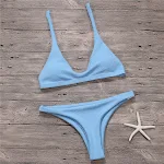 Bikini Sexy Mujer Traje de Baño Sólido Conjunto de Bikini Traje de Baño Biquini Ropa de Playa - Disfruta del Sol con Estilo y Comodidad — foto 3