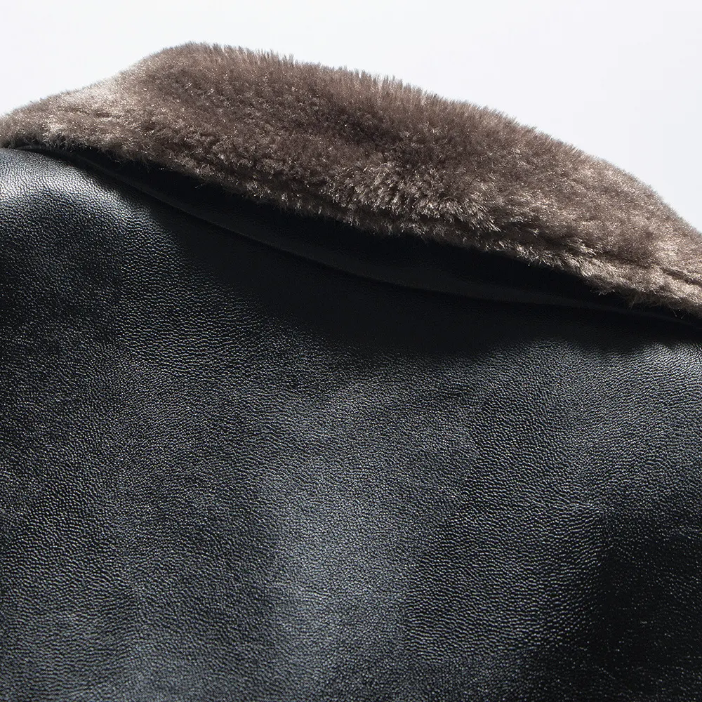 Title 5, Mens Stand Collar Leather Jacket Plush Leisure...