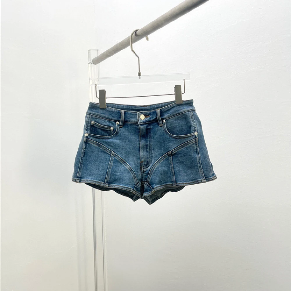 Title 2, High-waisted Skinny Mini Denim Shorts. Flatteri...